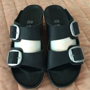 Birkenstock Papillo Big Buckle Black Wedge Sandals